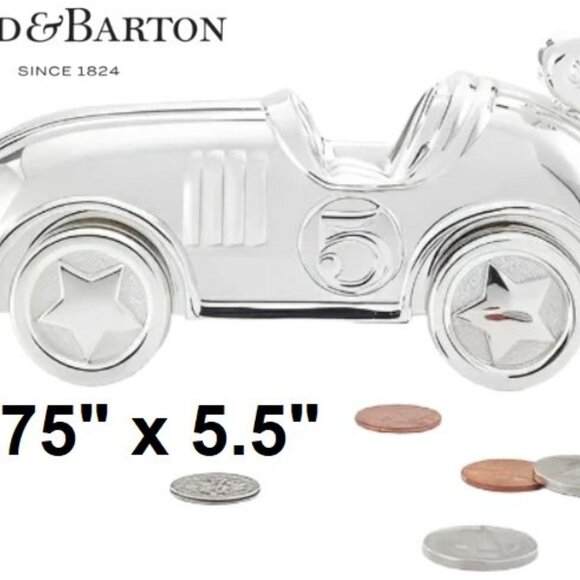 Reed & Barton silver plated race car coin bank silver - Picture 3 of 4